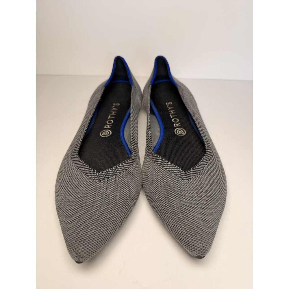Rothys The Point Grey Heather Knit Washable Pointed Toe Slip On Flats Size W12